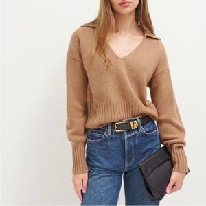 Reformation Beckie Brown Cashmere Collared Sweater